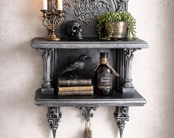 3D Printed Gothic Cathedral Style Two-Tiered Vampire Shelf - Hand Painted - 2 Sizes