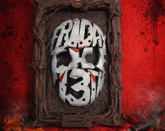 Hand Painted, 3D printed Horror Wall Plaque Friday the 13th Jason Crystal Lake