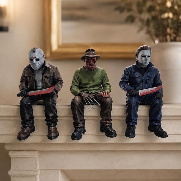 Horror Shelf Sitter Figure | Jason, Michael, Freddy Inspired 3D Print | Gothic Home Decor | Horror Fan Gift | Hand Painted 3D - 2 Sizes!!