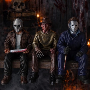 Horror Shelf Sitter Figure | Jason, Michael, Freddy Inspired 3D Print | Gothic Home Decor | Horror Fan Gift | Creepy Shelf Decor