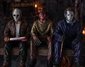 Horror Shelf Sitter Figure | Jason, Michael, Freddy Inspired 3D Print | Gothic Home Decor | Horror Fan Gift | Creepy Shelf Decor