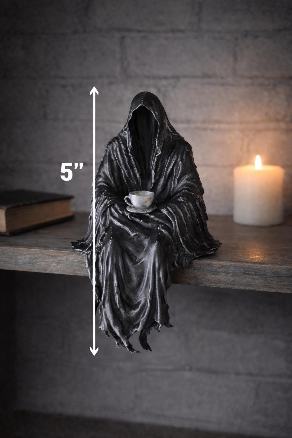 Gothic Ghost Reaper Shelf Sitter With Teacup | Dark Aesthetic Decor ...