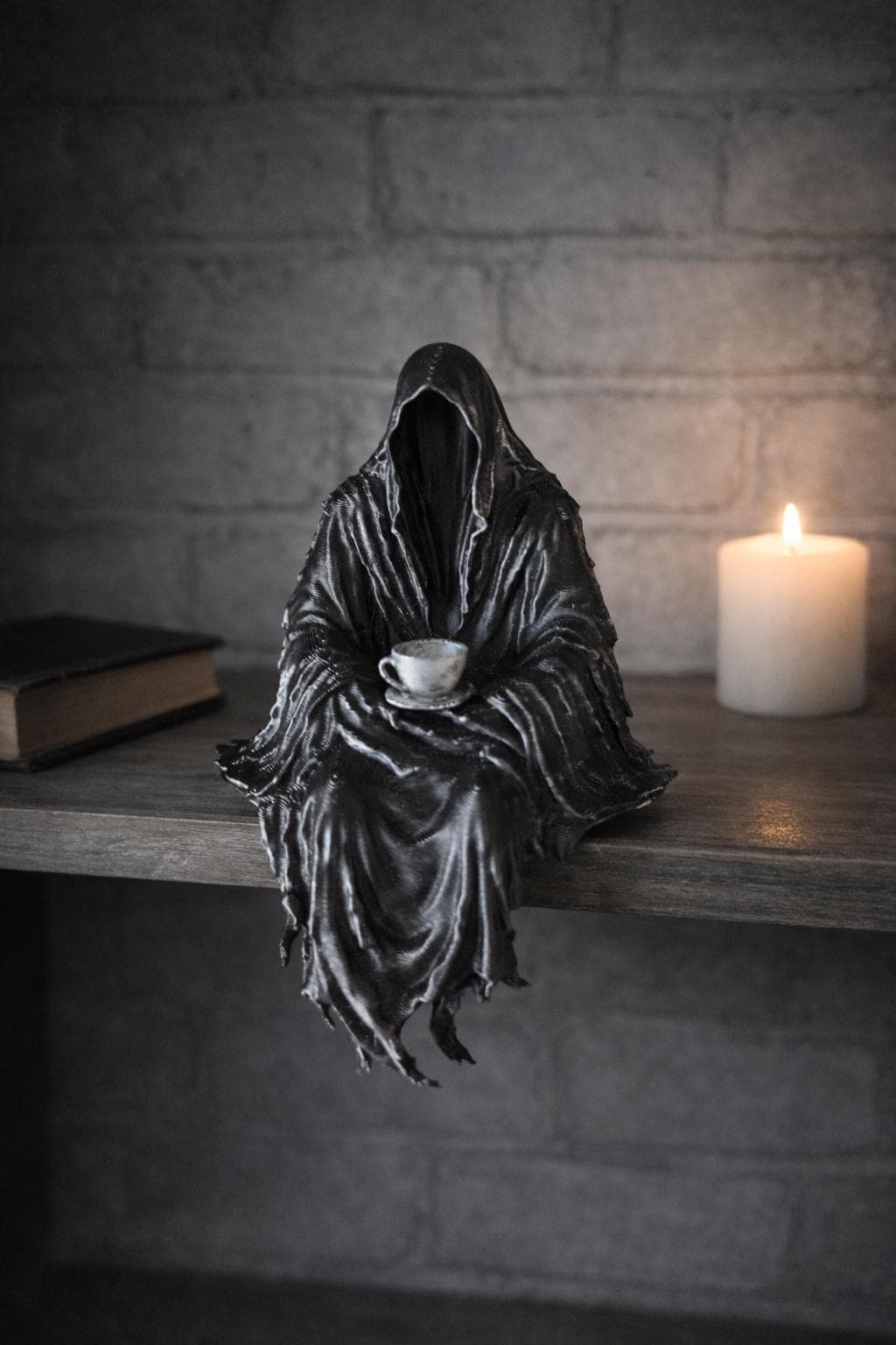 Gothic Ghost Reaper Shelf Sitter With Teacup | Dark Aesthetic Decor ...