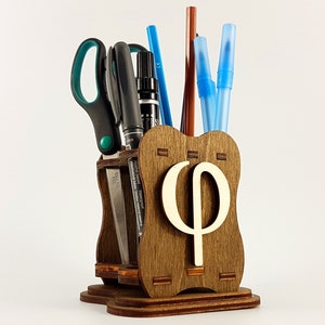 Philosophie Geschenk, Holz Stiftehalter - Phi griechischer Buchstabe, Philosoph Geschenk, Philosophie Student, Philosophie Professor, Philosophie Abschluss
