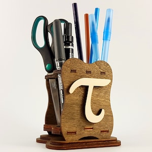 Regalo del maestro, soporte de pluma de madera - carta griega tau, regalo para el maestro, regalos de matemáticas frescos, regalos del maestro, maestro de regalo de agradecimiento, estudiante de matemáticas