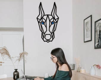 Doberman Wall Art Decor, Wooden Wall Decoration, Doberman Gifts, Dog Lover Gifts, Color Eyes Option