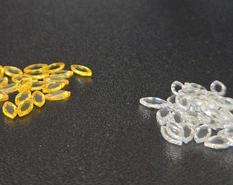 5AAAAA blanc/jaune CZ forme marquise plate 6 x 3 mm Epaisseur 1-1,2 mm Pierres précieuses en vrac Zircone cubique Coupe spéciale