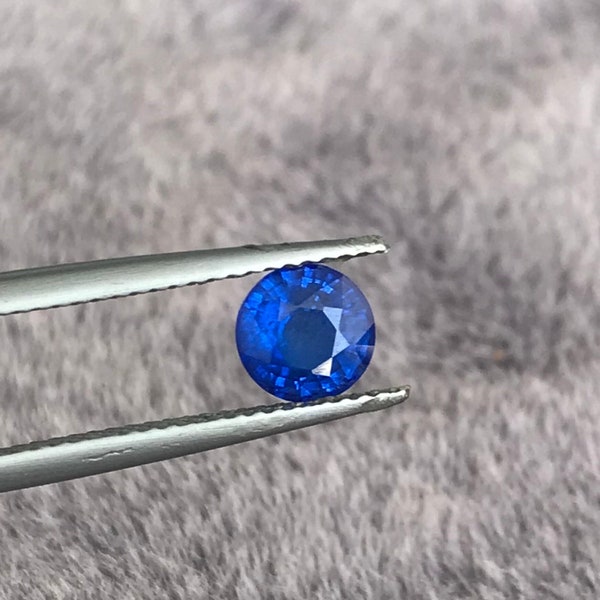 1pcs 6mm Round Shape Faceted Cobalt Blue Natural Spinel Treated Blue Spinel Loose Gemstones Rare Color Calibrated Size