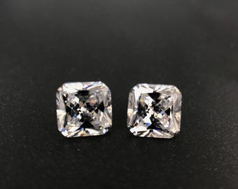 5AAAAA, carré blanc modifié avec oxyde de zirconium cintré, pierre gemme en vrac, zircone cubique, 2 x 2/5 x 5, 5 x 5, 5 x 5,5 x 5,5/6 x 6/7 x 7 mm