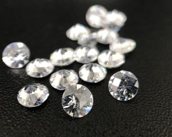 5AAAAA CZ blanc, 2 pièces, dessus rond en damier, pierres précieuses en vrac, zircone cubique de 5 mm