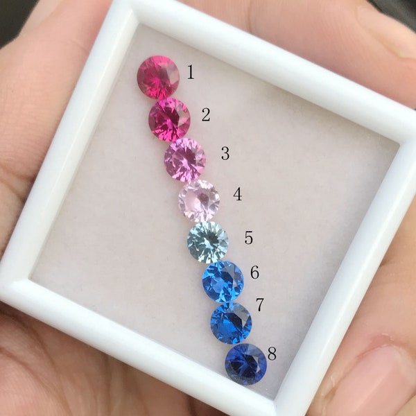 5mm 6A Lab Grown Ruby #5/#8/Pink/Light Pink Sapphire/Aqua Blue /Bright Blue/Royal Blue Spinel/Blue Sapphire#34 Synthetic Corundum/Spinel