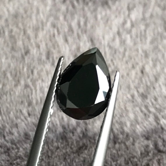 2.53ct Pear Shape 11x8mm Black Moissanite Loose Gemstone Great Metallic Luster