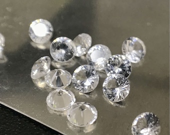 5A 20pcs 0.8/1/1.5/2/3/3.5/4.1/5mm Round Diamond Cut Lab Grown WHITE SAPPHIRE Machine Cut Corundum Loose Gem Synthetic