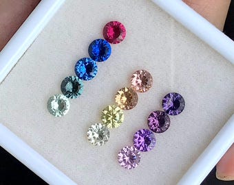 Rubis cultivé rond 6 mm 7A #5/Spinelle bleu/Spinelle bleu aqua/Spinelle bleu vert/saphir vert clair/Couronne spéciale CZ multicolore