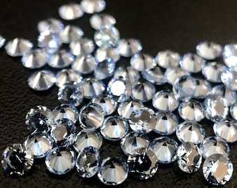 10 pièces de qualité supérieure 1/1,5/1,75/2/3 mm rond taillé en laboratoire, cultivé en laboratoire aqua spinelle bleu aigue-marine couleur spinelle coupée à la machine fusion fusion gemme en vrac