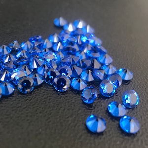 10pcs Top Quality 0.8/1/1.5/2/3mm Round Diamond Cut Lab Created Blue Spinel Machine Cut Flame Fusion Spinel Loose Gem