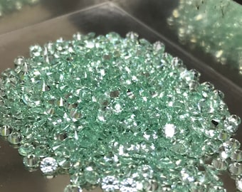 10pcs Top Quality MINT GREEN SAPPHIRE 1.3/1.5/1.75/2/3mm Round Diamond Cut Lab Grown Sapphire Machine Cut Synthetic Corundum Loose Gems