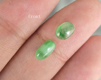 2 pièces 1,37 ct, cabine ovale, beau jadite vert naturel, jade A, cabochon ovale en jade, pierres précieuses en vrac 8 x 4 mm et 6,7 x 5 mm