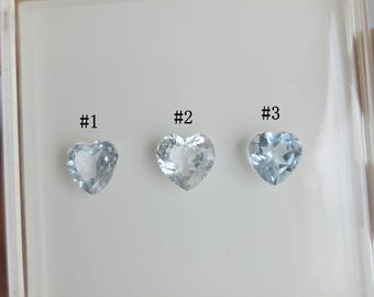 Forme de coeur env. 8 x 8 mm Pierres précieuses naturelles bleu aigue-marine VS-SI Pierres précieuses en vrac