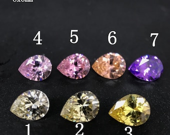 7A Rose/Jaune/Rose/Morganite/Orchidée/Améthyste CZ Forme poire Poire 8x6 mm Pierres précieuses en vrac Zirconium