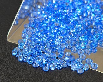 10 pièces de qualité supérieure 1/1.5/2/3/5 mm diamant rond taillé en laboratoire, spinelle bleu vif cultivé à la machine, spinelle de fusion à la flamme, gemme en vrac