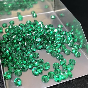 50pcs High Quality Emerald Green Nanocrystal 1.5/2/3/4mm Round Diamond Cut 5A Lab Created Nano Gems Loose Gems Heat Resistant