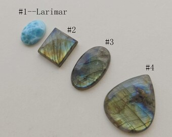 Vente : Larimar naturel/labradorite à faible coût, pierres précieuses en vrac SI Big Cab, bonnes pour le bricolage 9-32 carats par pièce