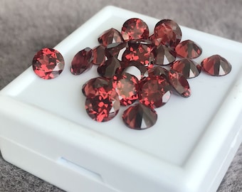 10pcs 1.5/1.6/2/3/3.5/5/6mm Natural Red Garnet Round Brilliant Cut Melee Size Loose Calibrated Gemstone For Setting (picture 6&3mm)