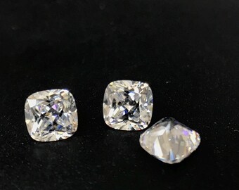5AAAAA Coussin en ZC blanche/Taille princesse antique 6 x 6/8 x 8 mm, pierres précieuses en vrac, zircone cubique