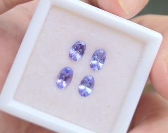 2 pièces 5 x 3 mm ovale tanzanite naturelle en vrac, pierres précieuses en vrac, idéales pour fabriquer des clous d'oreilles VVS nets pour les yeux Grand feu
