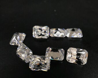 5AAAAA, cz blanche octogonale taille princesse, pierres précieuses en vrac, zircone cubique, 8 x 6 mm