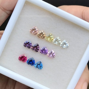 6x6mm Top Quality 7A Heart Step Cut Lab Created Ruby #5/Blue Spinel/Aqua Blue Spinel/Multi-color CZ Loose Gems Synthetic Corundum Spinel