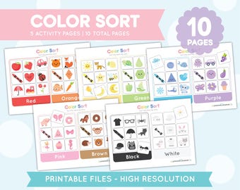 Color Sorting Activity: Preschool Learning Binder (Digital Printable)