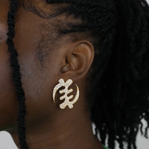 Oversized Gye Nyame Adinkra Earrings, African Statement Jewelry, African Gemstone Jewelry