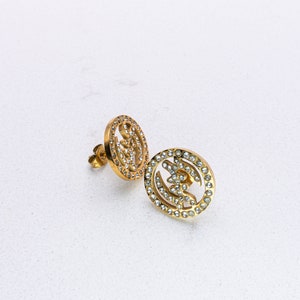Gold Gye Nyame Adinkra Earrings: African Zirconia Jewelry