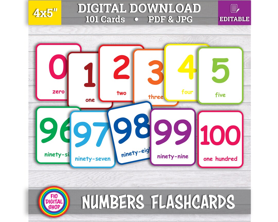 Editable Numbers Flashcards, Printable Flashcards, Educational Flashcards, Homeschool ...