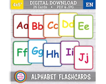 Alfabet-flitskaarten ABC, Engelse letters, alfabet-flitskaarten voor kleuters, basis-flitskaarten voor kinderen, letters leren, afdrukbare flitskaarten