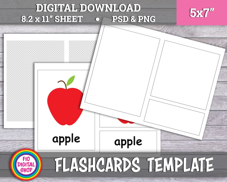 Flashcards Template Editable Flashcards for Kids Educational Etsy