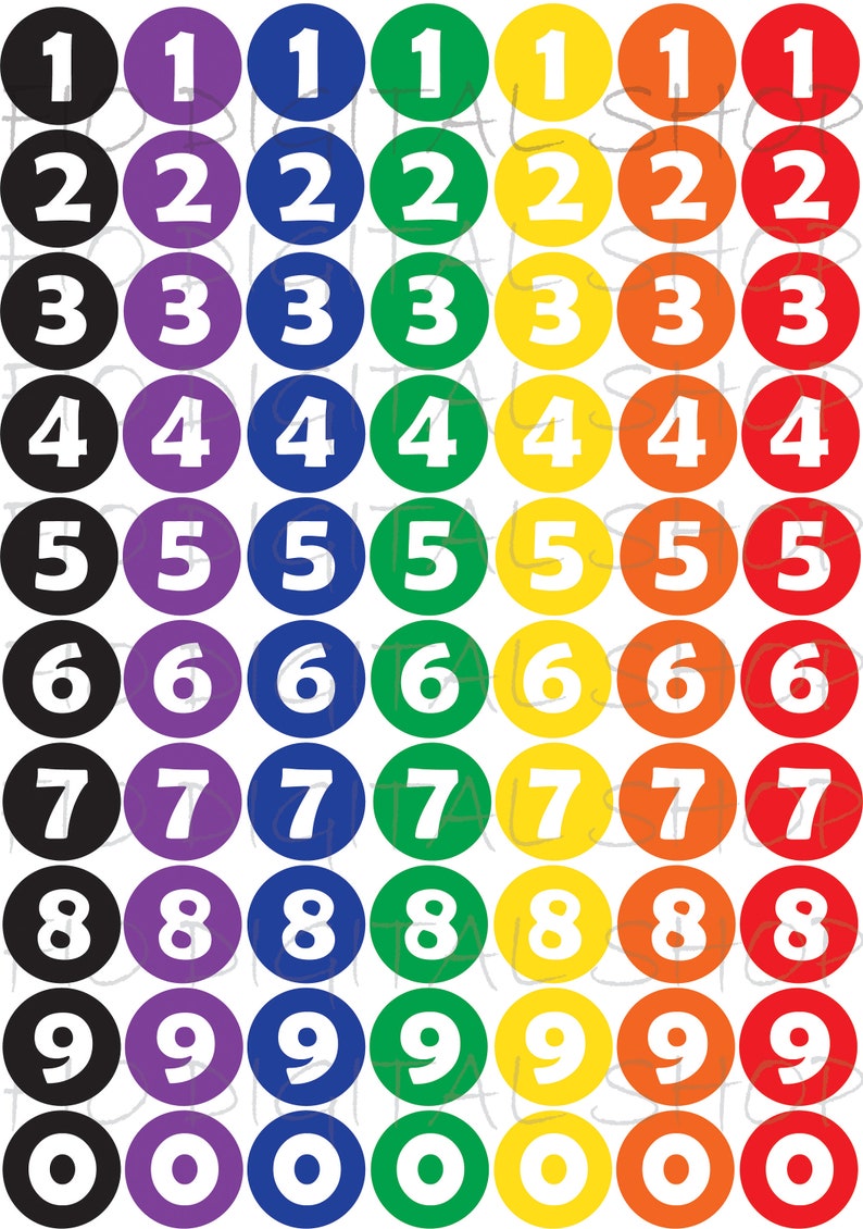 printable rainbow numbers stickers black and white number