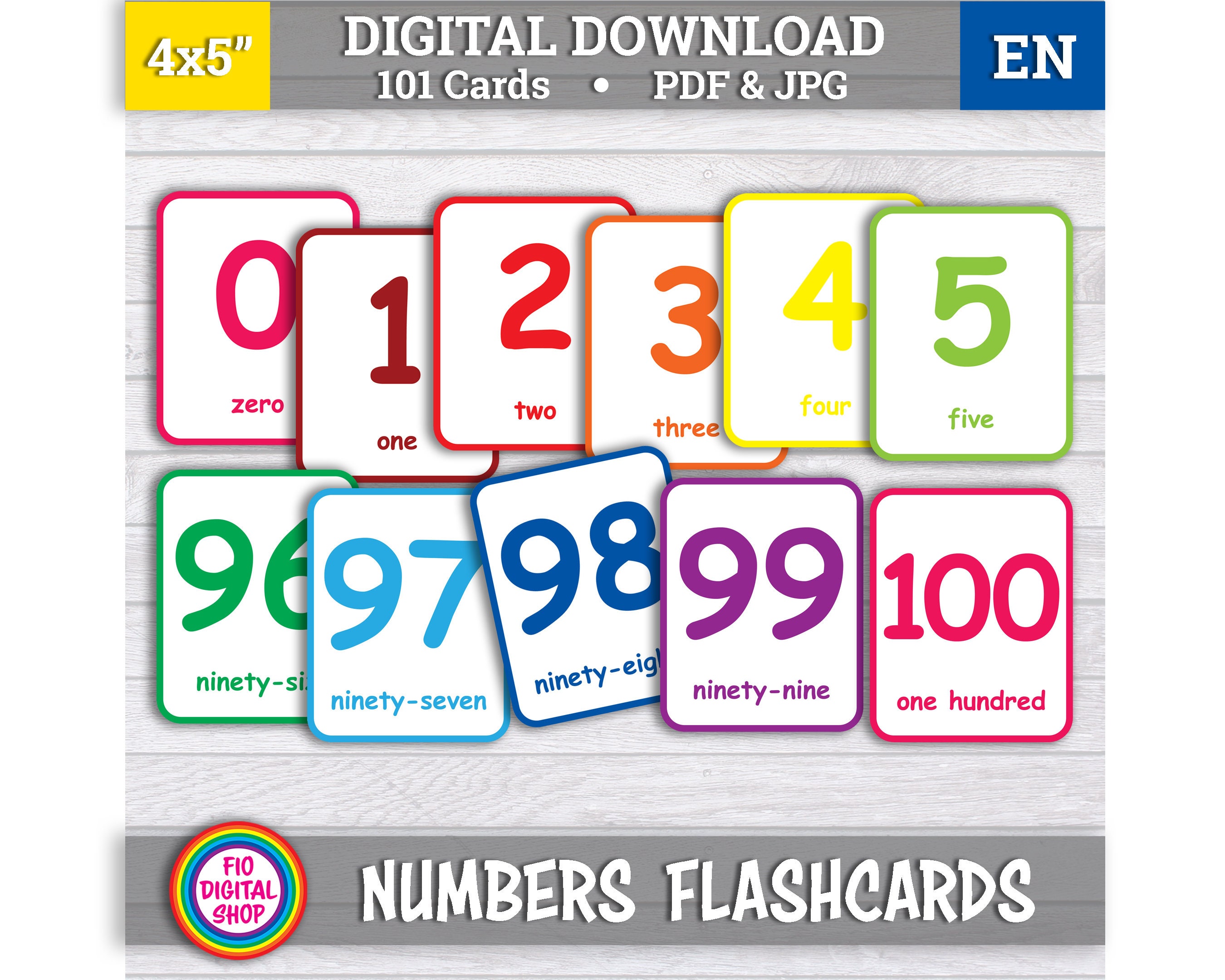 Number Flash Cards 0-100, Count to 100, Preschool Counting Flash Cards