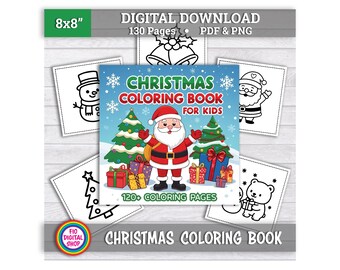 Christmas Coloring Book: Bold & Easy Holiday Designs – Printable PDF and PNG Pages | Kids Holiday Activity