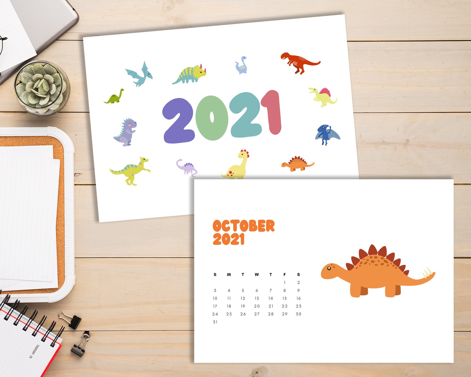 L-HL 2021 Dinosaur Calendar Dino Kid Calendar 2021 Kids Room | Etsy