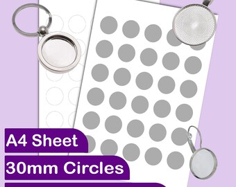 Plantilla de hoja de collage, rondas circulares de 30 mm / 1,2 pulgadas, plantilla de artesanía imprimible de fiesta, pegatinas, plantilla digital, uso comercial, PSD, PNG