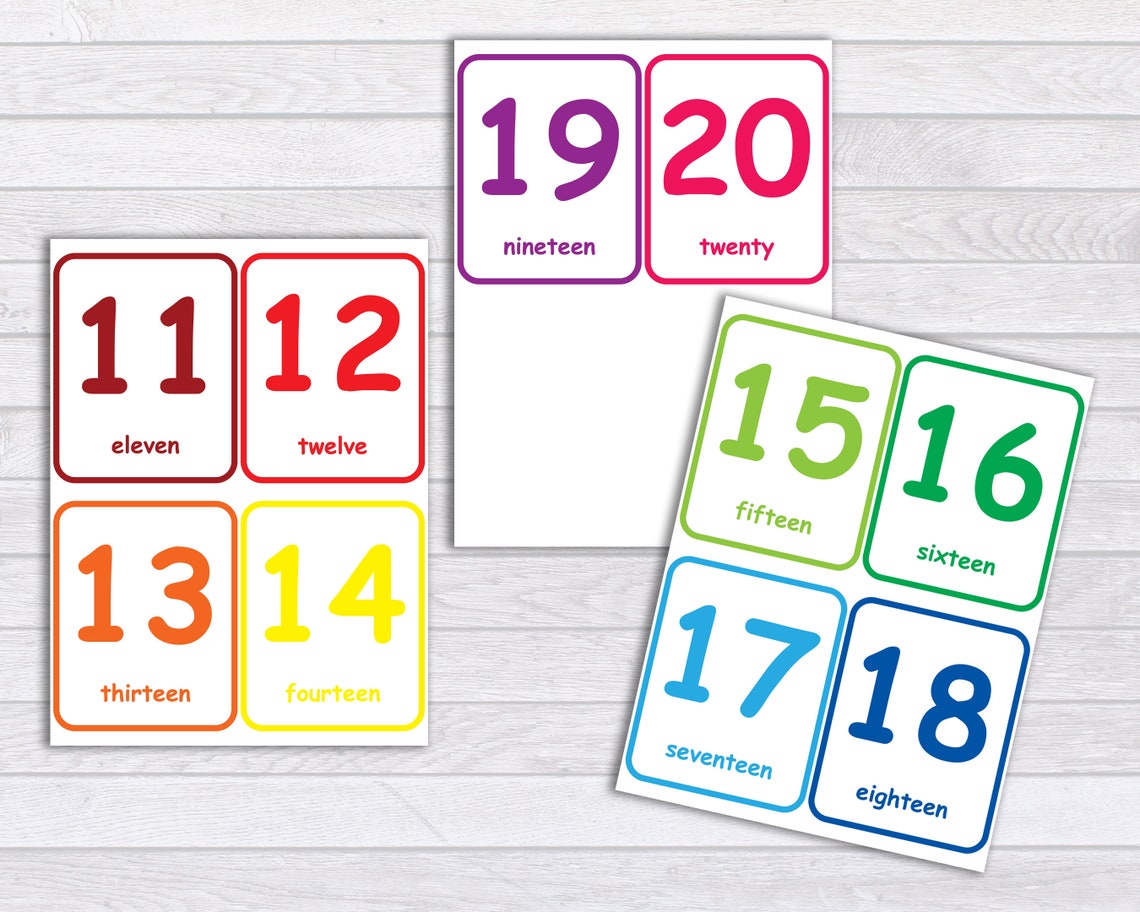 Number Flash Cards 0-20, Count to 20, Preschool Counting Flash Cards