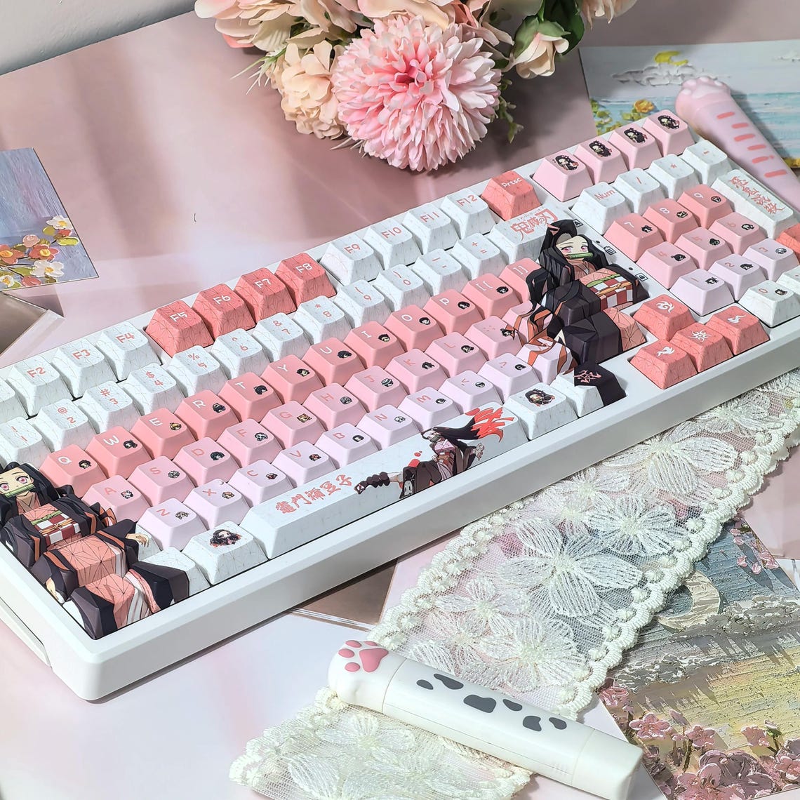 Japanese Anime Keycaps Cherry Profile PBT Keycap Anime Key Caps for ...