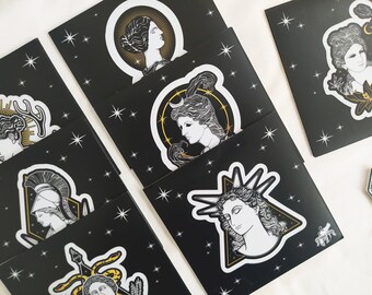 Greek mythology Goddess vinyl stickers, gothic stickers, pagan witch, occult hellenic polytheism Persephone, Hecate, Apphrodite, Artemis