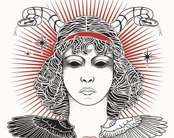 Gothic Medusa portrait illustration, Hellenic pagan mythology art, Wiccan goddess illustration, Pagan home wall decor, Greek polytheism