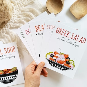 The Greek Food Box, 14 tarjetas con recetas de comida griega ilustradas a todo color, libro de cocina griego, caja de regalo de cultura griega, recetas griegas, arte de cocina