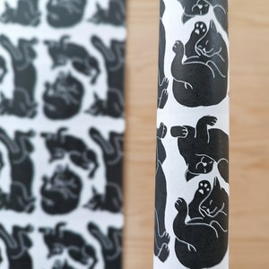 Cat wrapping paper, black cat gift wrap, sleeping cat poses, quirky cat gift wrap, animal wrapping paper, cat lover gift image 2