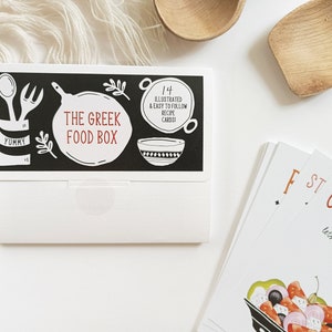 The Greek Food Box, 14 colorfully illustrated Greek food recipe cards, Greek cookbook, Greek culture gift box, Greek recipes, kitchen art image 7